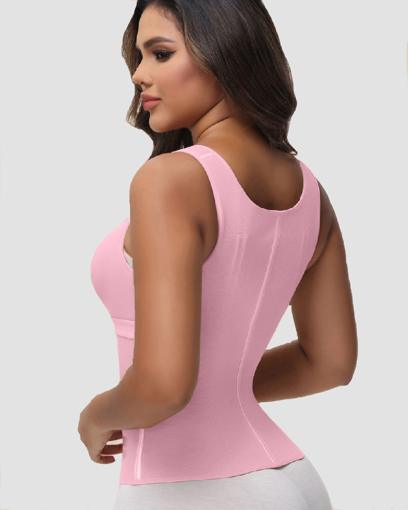 Formivelle Boned Latex Zipper Corset Tummy Control Body Shaper Vest With Bra