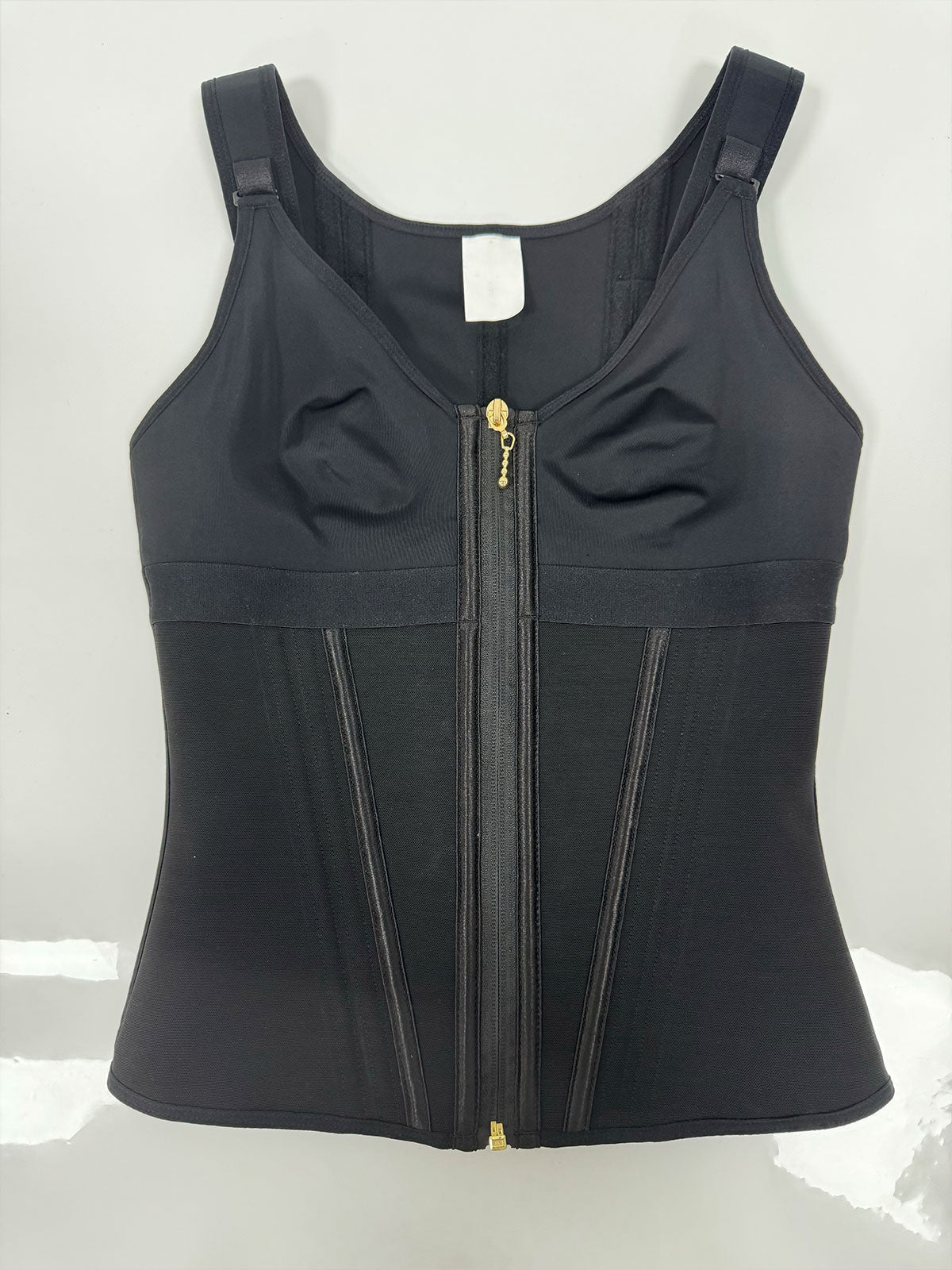 Formivelle Boned Latex Zipper Corset Tummy Control Body Shaper Vest With Bra