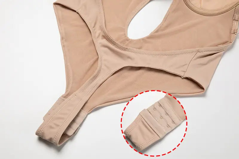 Nude backless body shaper with hook closure, soft seamless Formivelle shapewear design