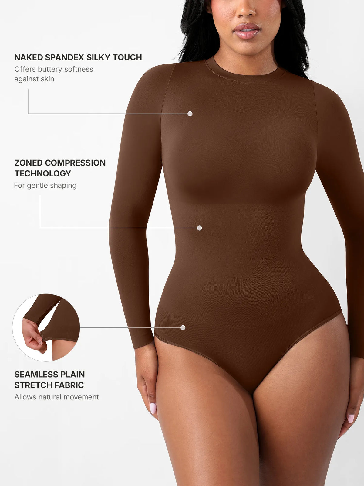 Formivelle Long Sleeves Seamless Ultra-Soft Crew Neck Bodysuit