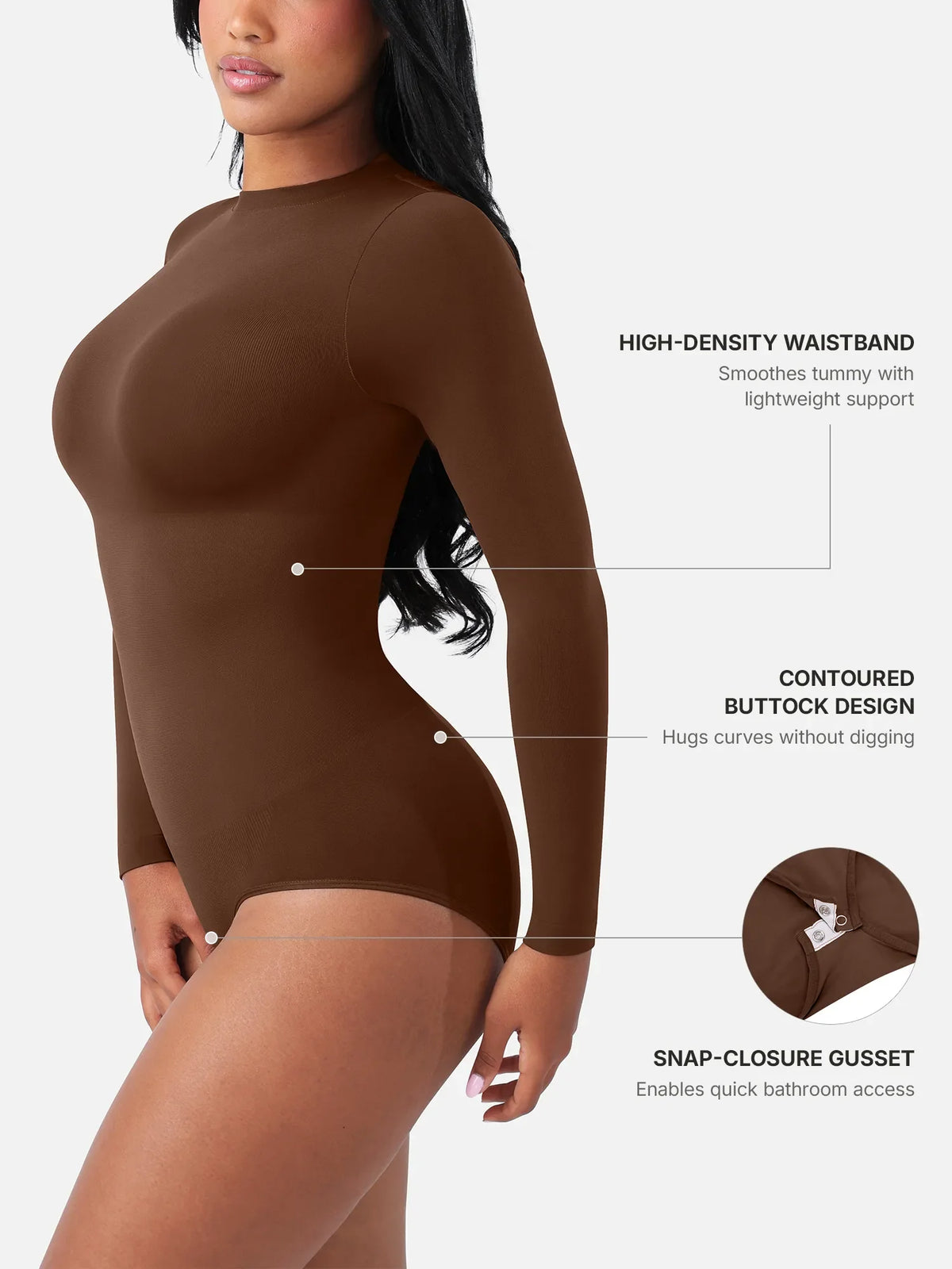Formivelle Long Sleeves Seamless Ultra-Soft Crew Neck Bodysuit