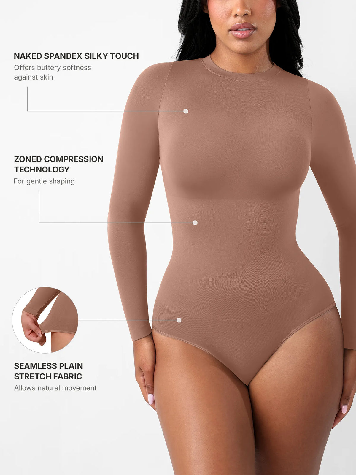 Formivelle Long Sleeves Seamless Ultra-Soft Crew Neck Bodysuit