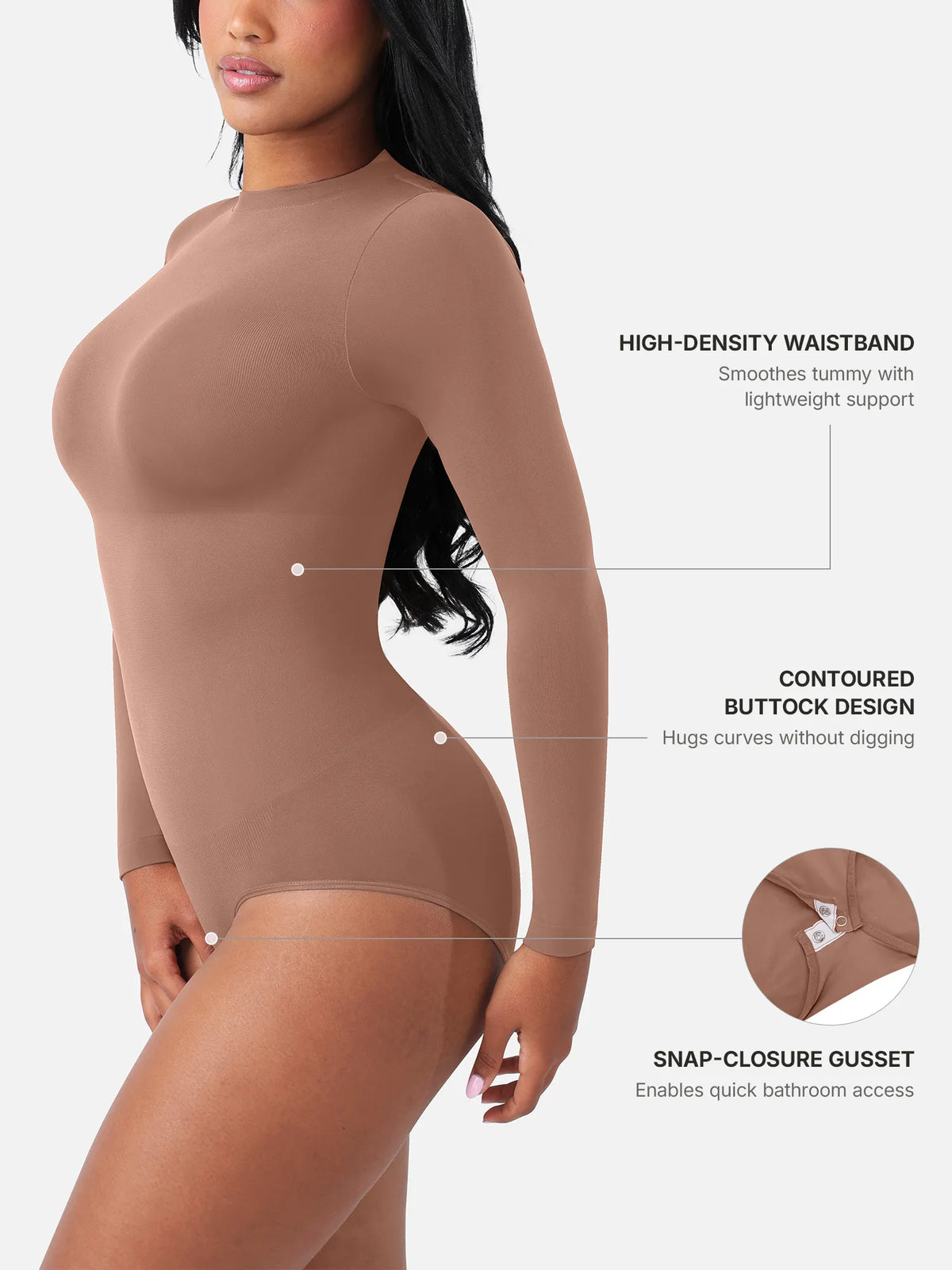 Formivelle Long Sleeves Seamless Ultra-Soft Crew Neck Bodysuit