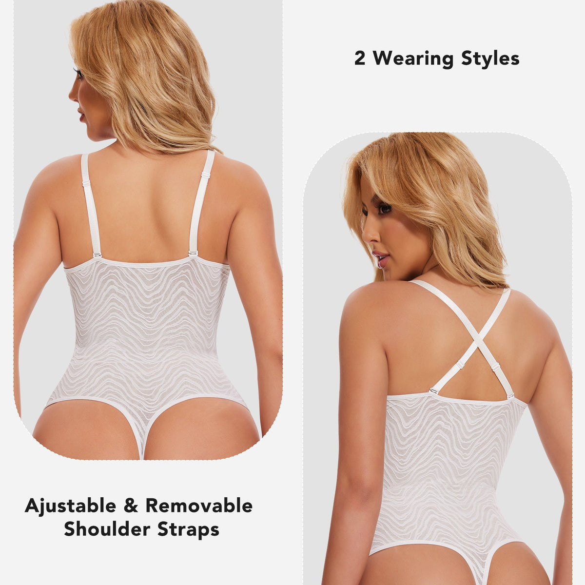 Formivelle Deep V Lace Shapewear Corset Thong Bodysuit