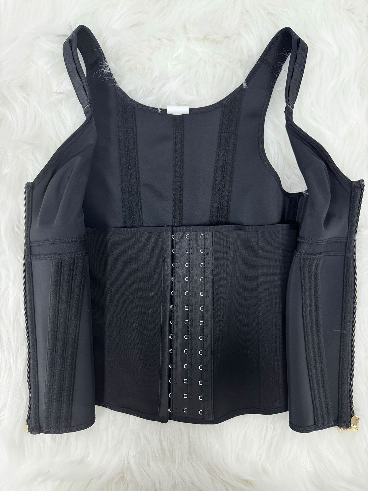 Formivelle Boned Latex Zipper Corset Tummy Control Body Shaper Vest With Bra