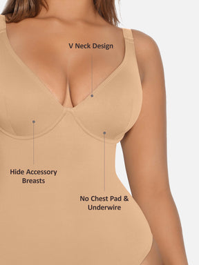 Formivelle V Neck Tummy Control Shaping Bodysuit