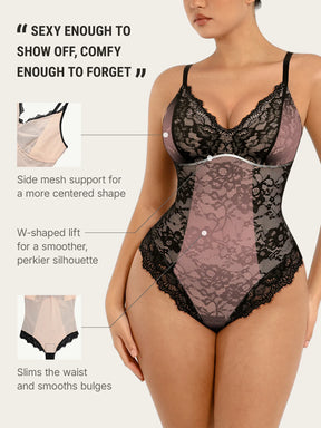 Formivelle Lace V Neck Full Bodysuit