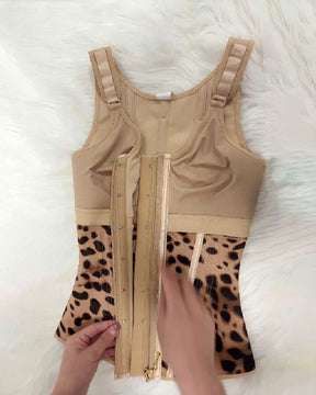 Formivelle Boned Latex Zipper Corset Tummy Control Body Shaper Vest With Bra