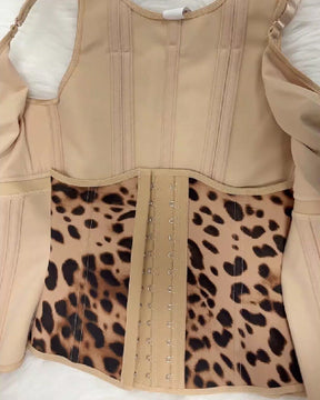 Formivelle Boned Latex Zipper Corset Tummy Control Body Shaper Vest With Bra