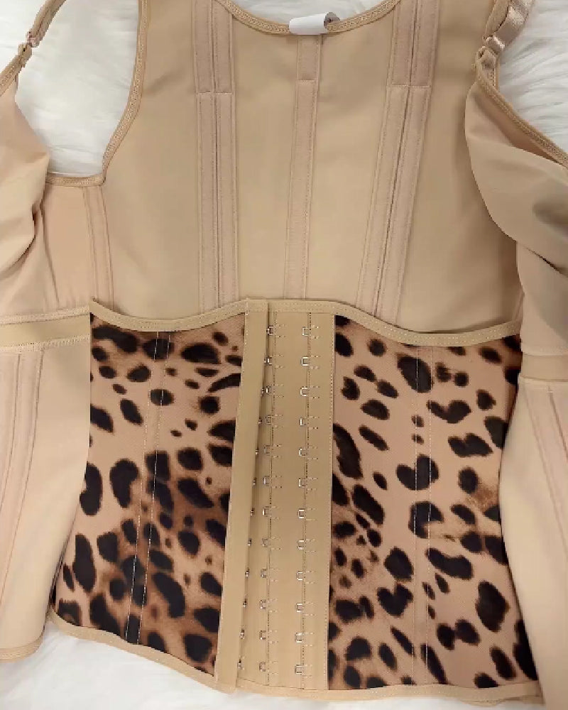 Formivelle Boned Latex Zipper Corset Tummy Control Body Shaper Vest With Bra