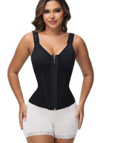 Formivelle Boned Latex Zipper Corset Tummy Control Body Shaper Vest With Bra