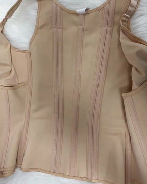 Formivelle Boned Latex Zipper Corset Tummy Control Body Shaper Vest With Bra