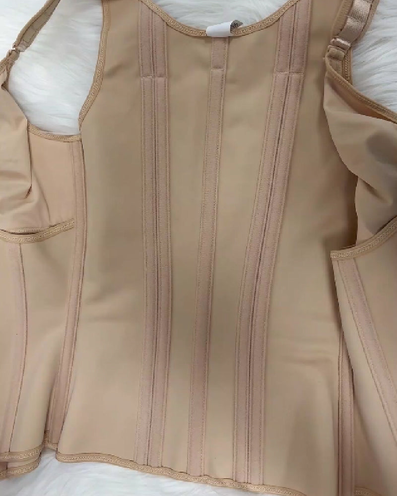 Formivelle Boned Latex Zipper Corset Tummy Control Body Shaper Vest With Bra