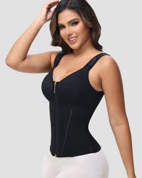 Formivelle Boned Latex Zipper Corset Tummy Control Body Shaper Vest With Bra
