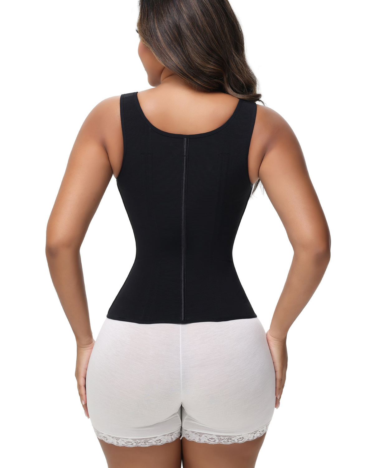 Formivelle Boned Latex Zipper Corset Tummy Control Body Shaper Vest With Bra