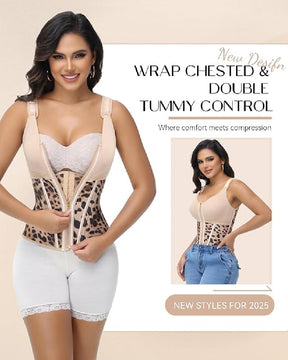 Formivelle Boned Latex Zipper Corset Tummy Control Body Shaper Vest With Bra