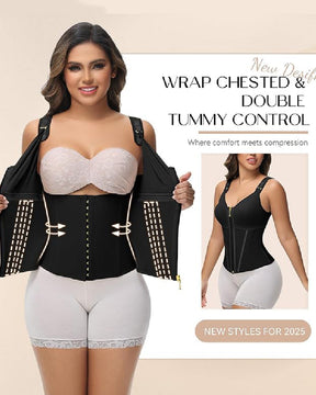 Formivelle Boned Latex Zipper Corset Tummy Control Body Shaper Vest With Bra