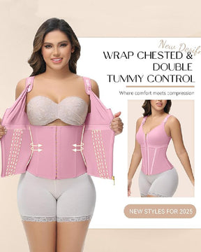 Formivelle Boned Latex Zipper Corset Tummy Control Body Shaper Vest With Bra