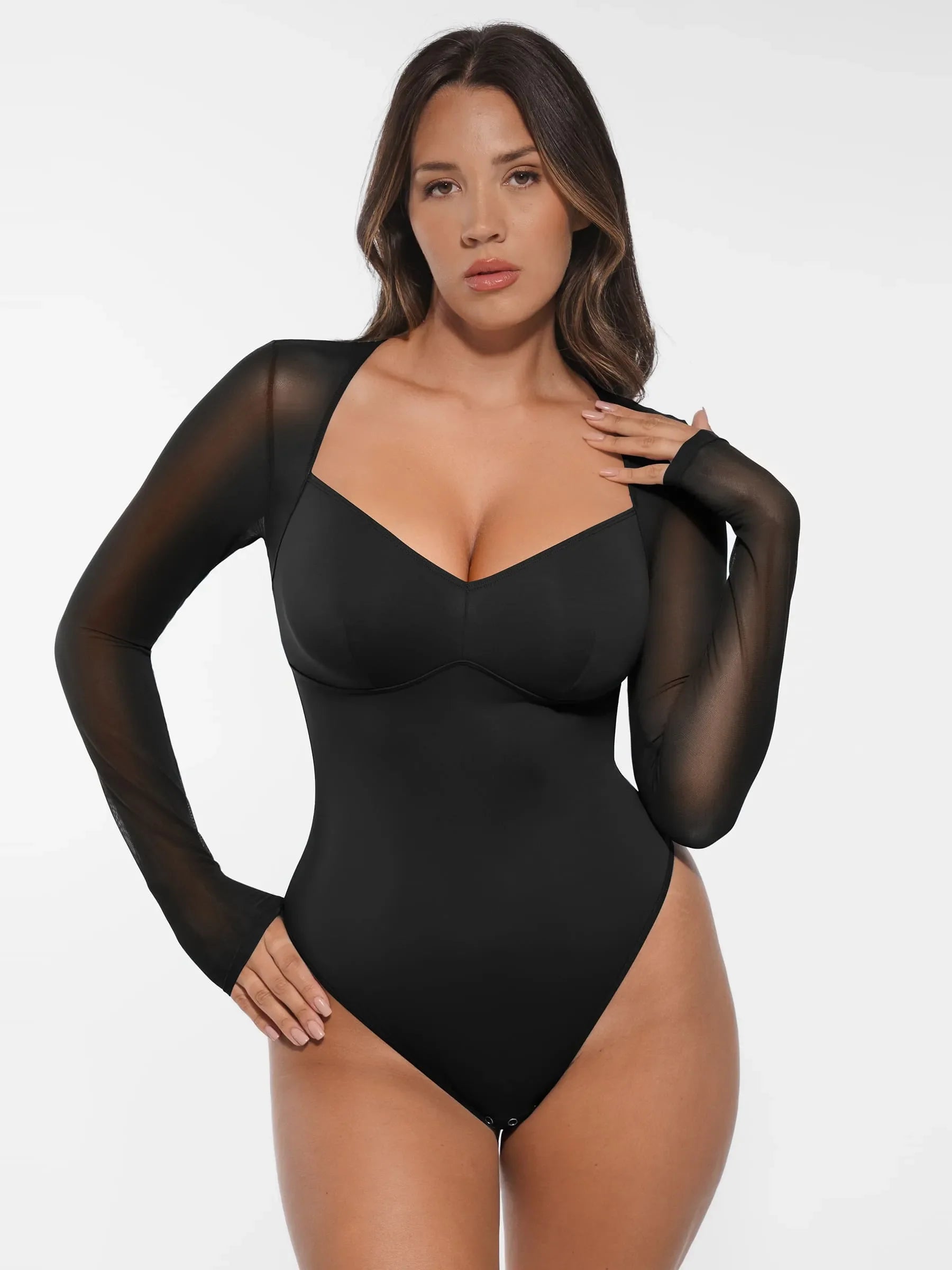 Formivelle Mesh Panel V-Neck Bodysuit
