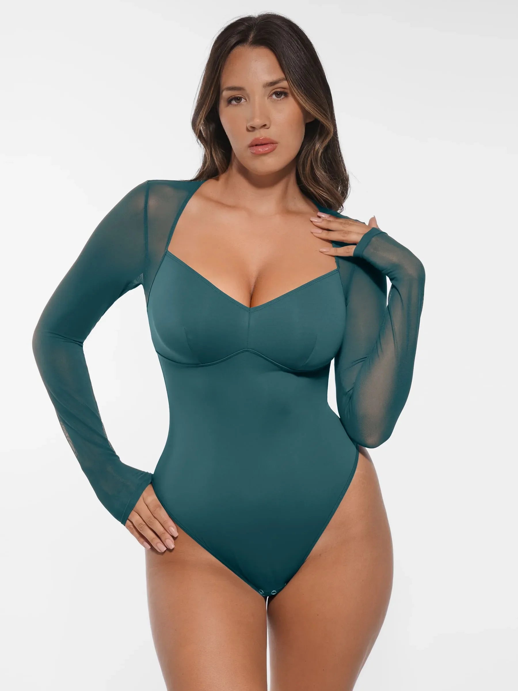 Formivelle Mesh Panel V-Neck Bodysuit