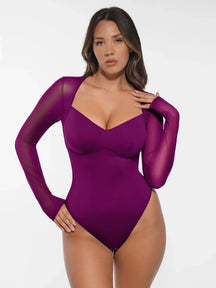 Formivelle Mesh Panel V-Neck Bodysuit