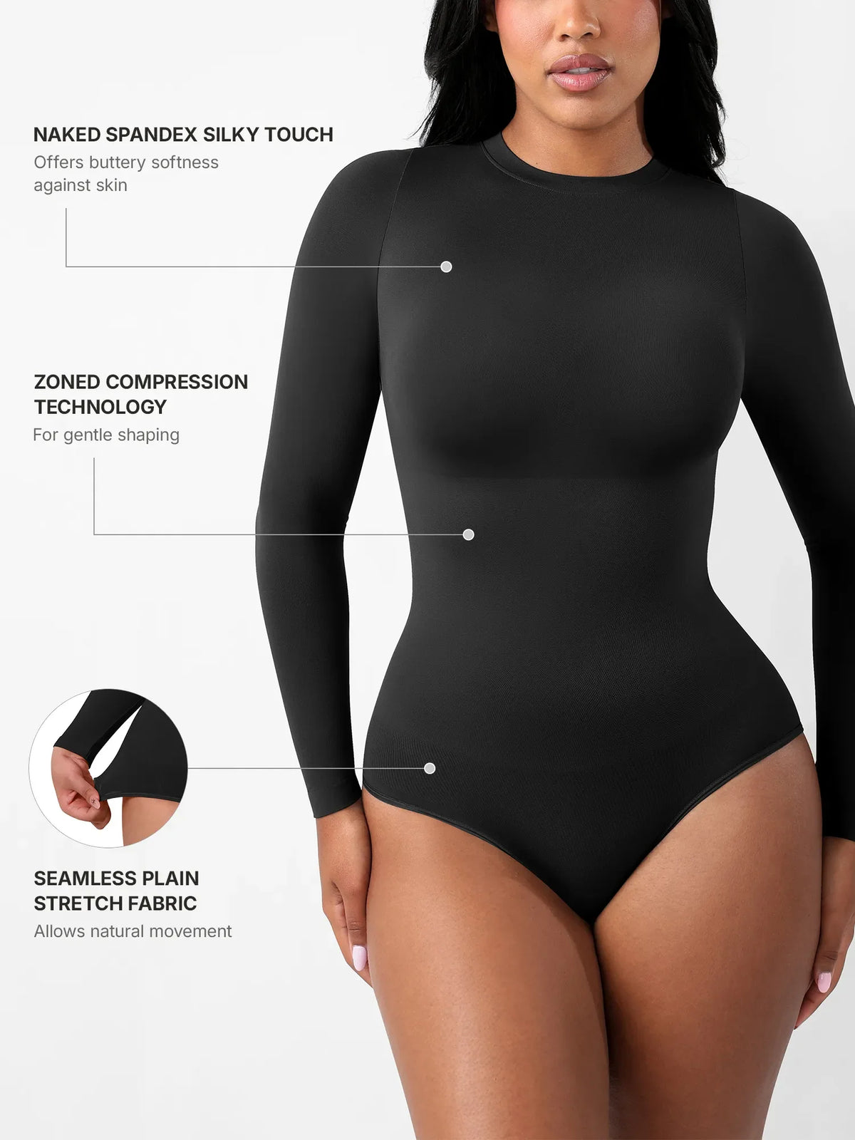 Formivelle Long Sleeves Seamless Ultra-Soft Crew Neck Bodysuit