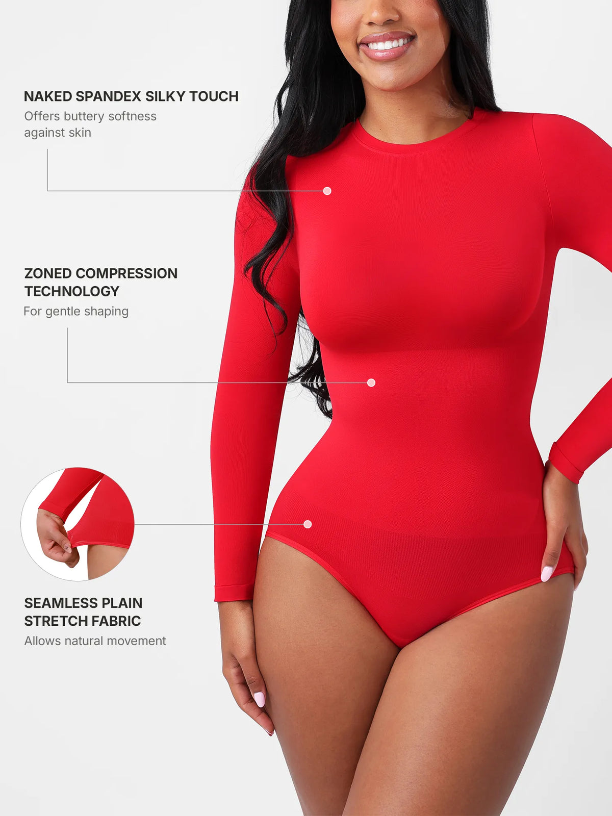 Formivelle Long Sleeves Seamless Ultra-Soft Crew Neck Bodysuit