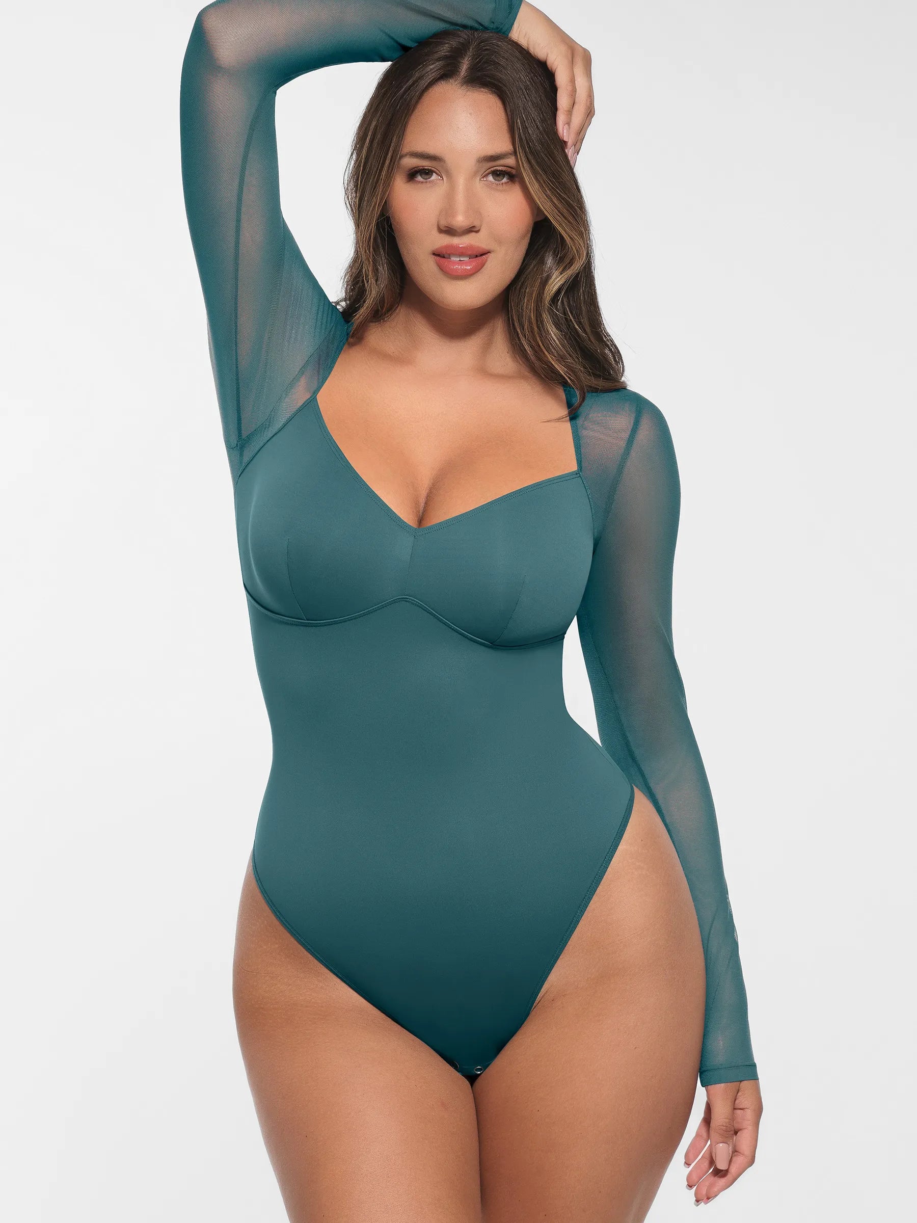Formivelle Mesh Panel V-Neck Bodysuit