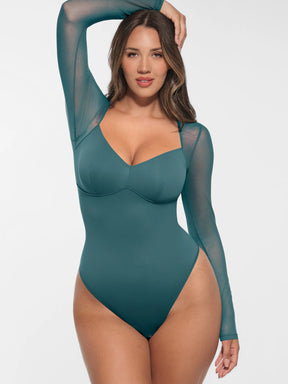 Formivelle Mesh Panel V-Neck Bodysuit