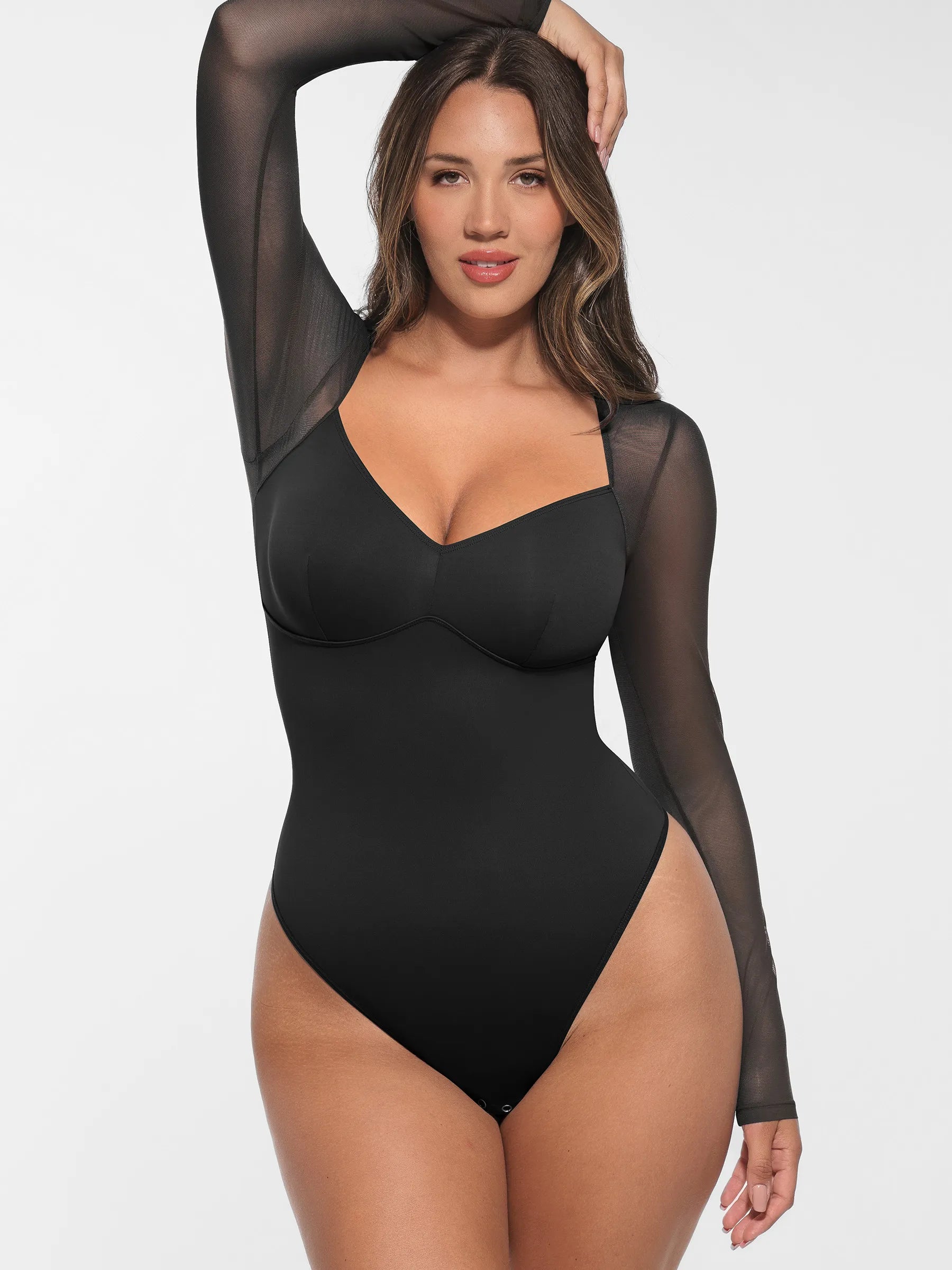 Formivelle Mesh Panel V-Neck Bodysuit