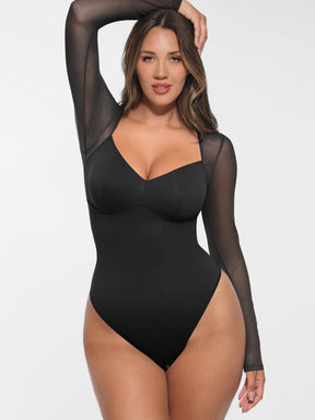 Formivelle Mesh Panel V-Neck Bodysuit