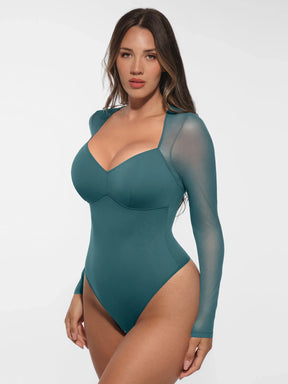 Formivelle Mesh Panel V-Neck Bodysuit