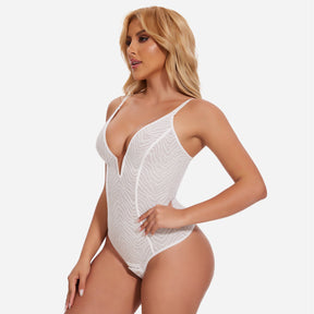 Formivelle Deep V Lace Shapewear Corset Thong Bodysuit