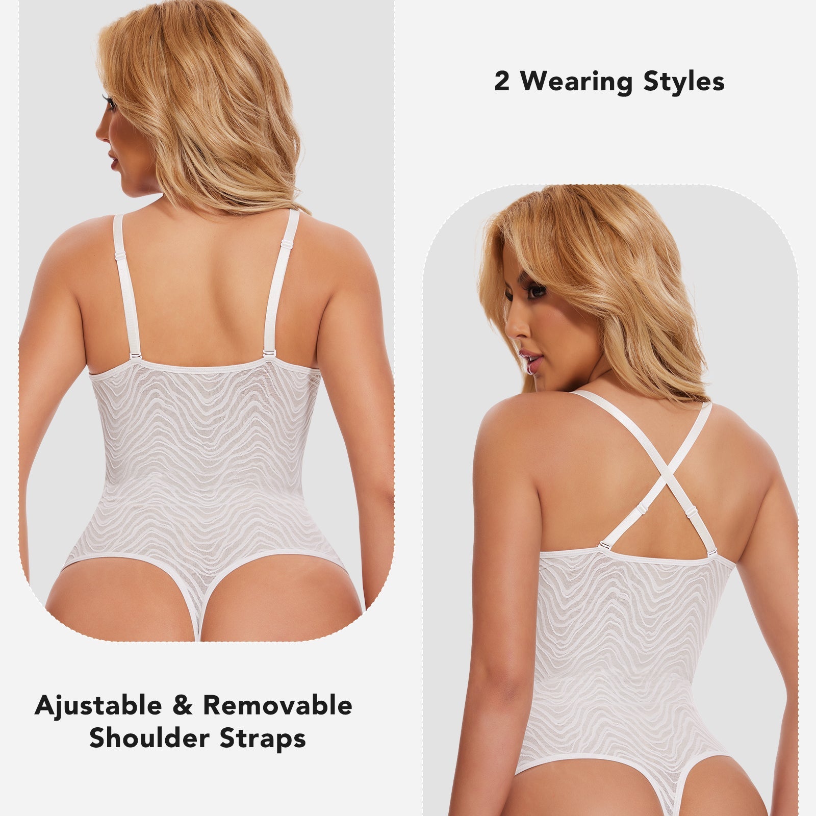 Formivelle Deep V Lace Shapewear Corset Thong Bodysuit