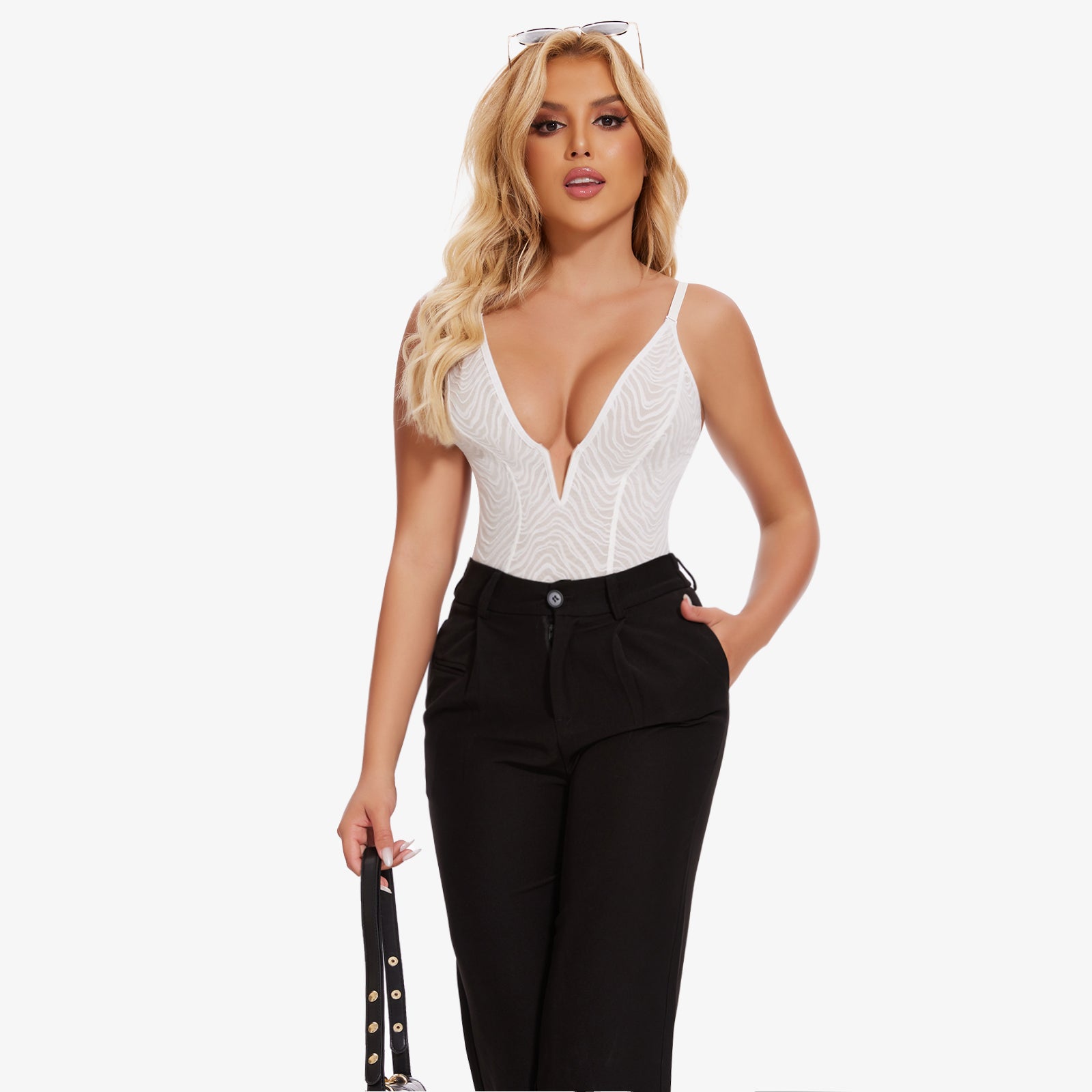 Formivelle Deep V Lace Shapewear Corset Thong Bodysuit