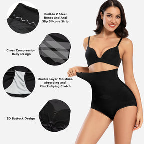 Formivelle High Waisted Tummy Control Shapewear Briefs Black