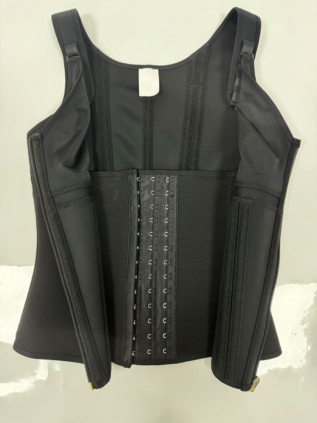 Formivelle Boned Latex Zipper Corset Tummy Control Body Shaper Vest With Bra