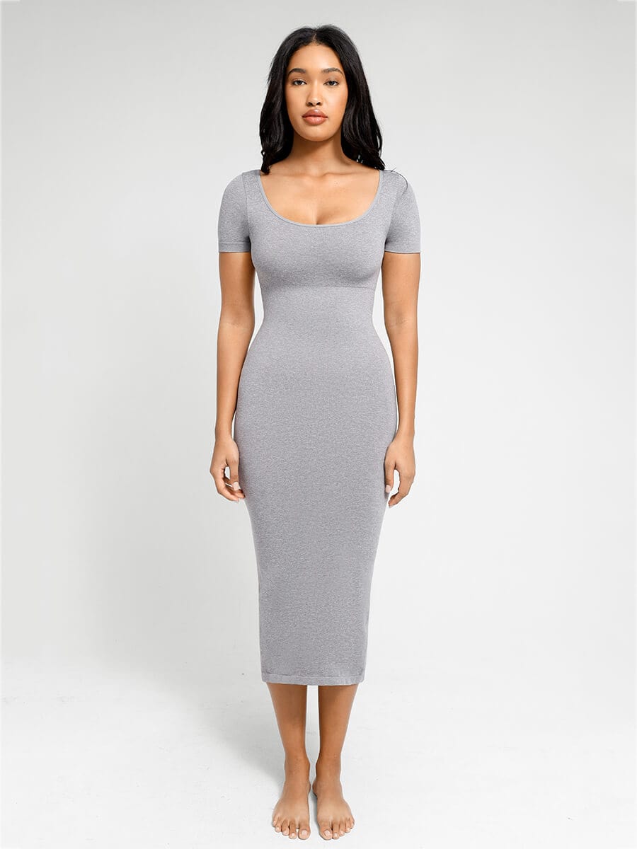 Formivelle Plunge Low-Back Mid-Thigh Shapewear With Removable Butt And Hips Pads