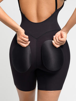 Formivelle Plunge Low-Back Mid-Thigh Shapewear With Removable Butt And Hips Pads