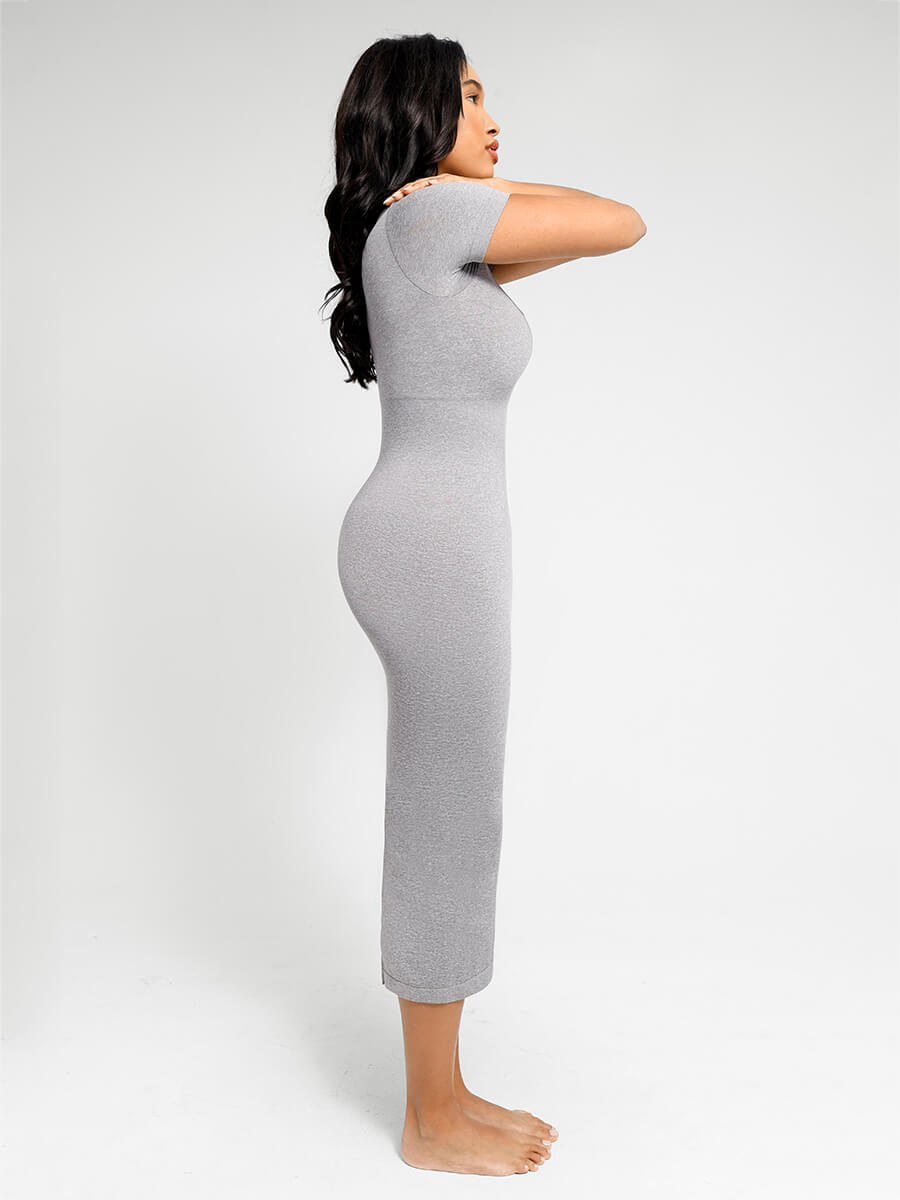 Formivelle Plunge Low-Back Mid-Thigh Shapewear With Removable Butt And Hips Pads