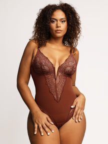 Formivelle Deep V Lace Sculpting Thong Bodysuit
