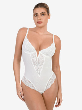 Formivelle Deep V Lace Sculpting Thong Bodysuit