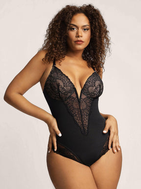 Formivelle Deep V Lace Sculpting Thong Bodysuit