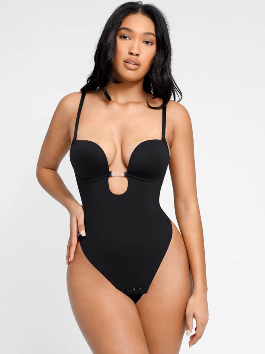 Formivelle One-piece Front Low-cut Beauty Back Wedding Thong Bodysuit