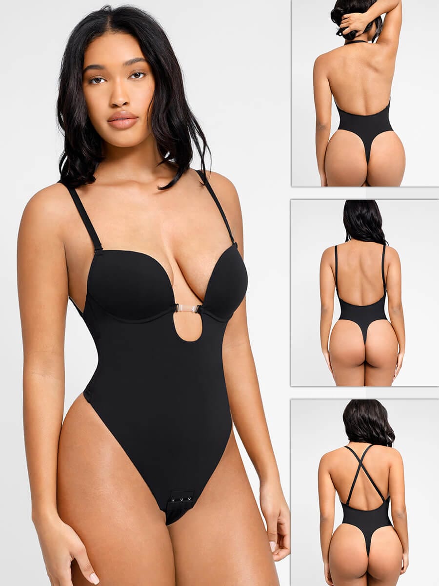 Formivelle One-piece Front Low-cut Beauty Back Wedding Thong Bodysuit