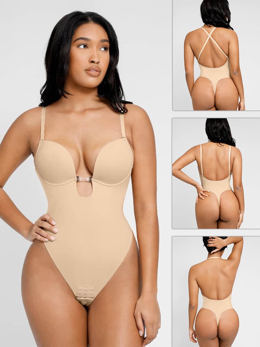 Formivelle One-piece Front Low-cut Beauty Back Wedding Thong Bodysuit