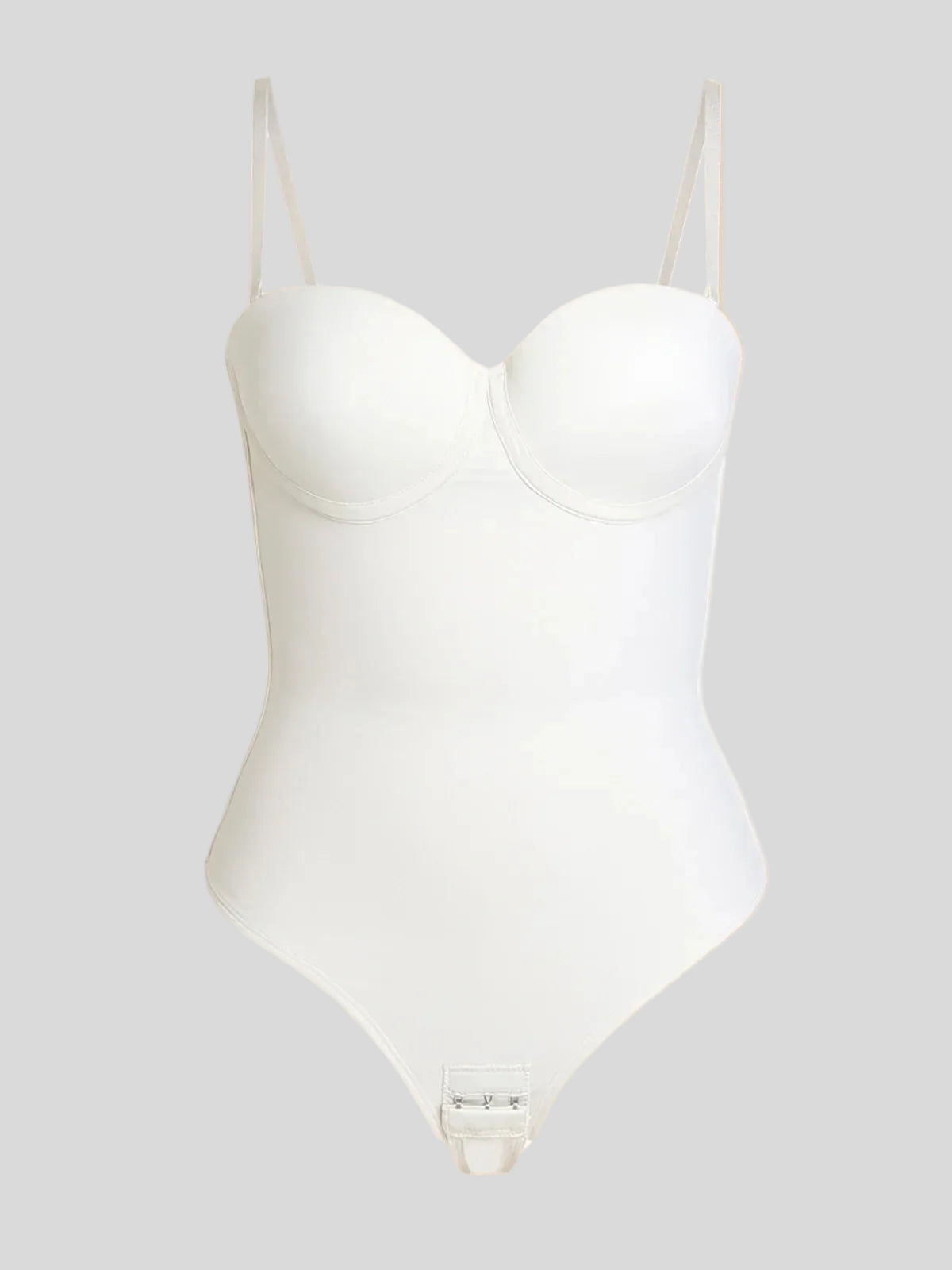 Formivelle white push-up corset bodysuit with straps on beige background