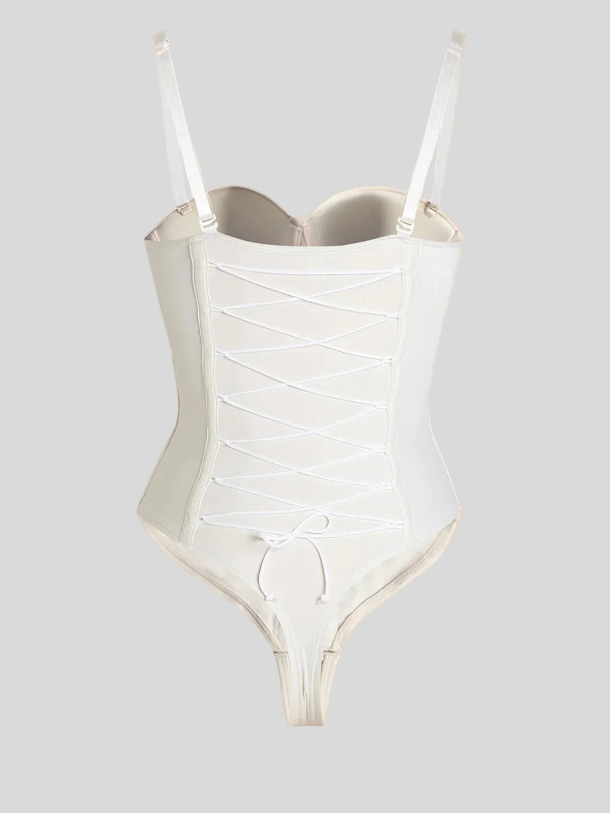 Formivelle cream push up corset bodysuit with lace-up front and adjustable straps